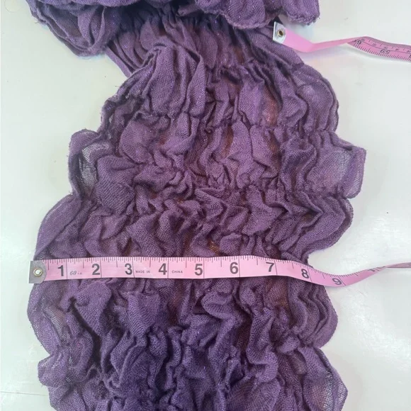 Textured Plum Purple Crinkle Knit Scarf with Subtle Sparkle - Picture 6 of 7